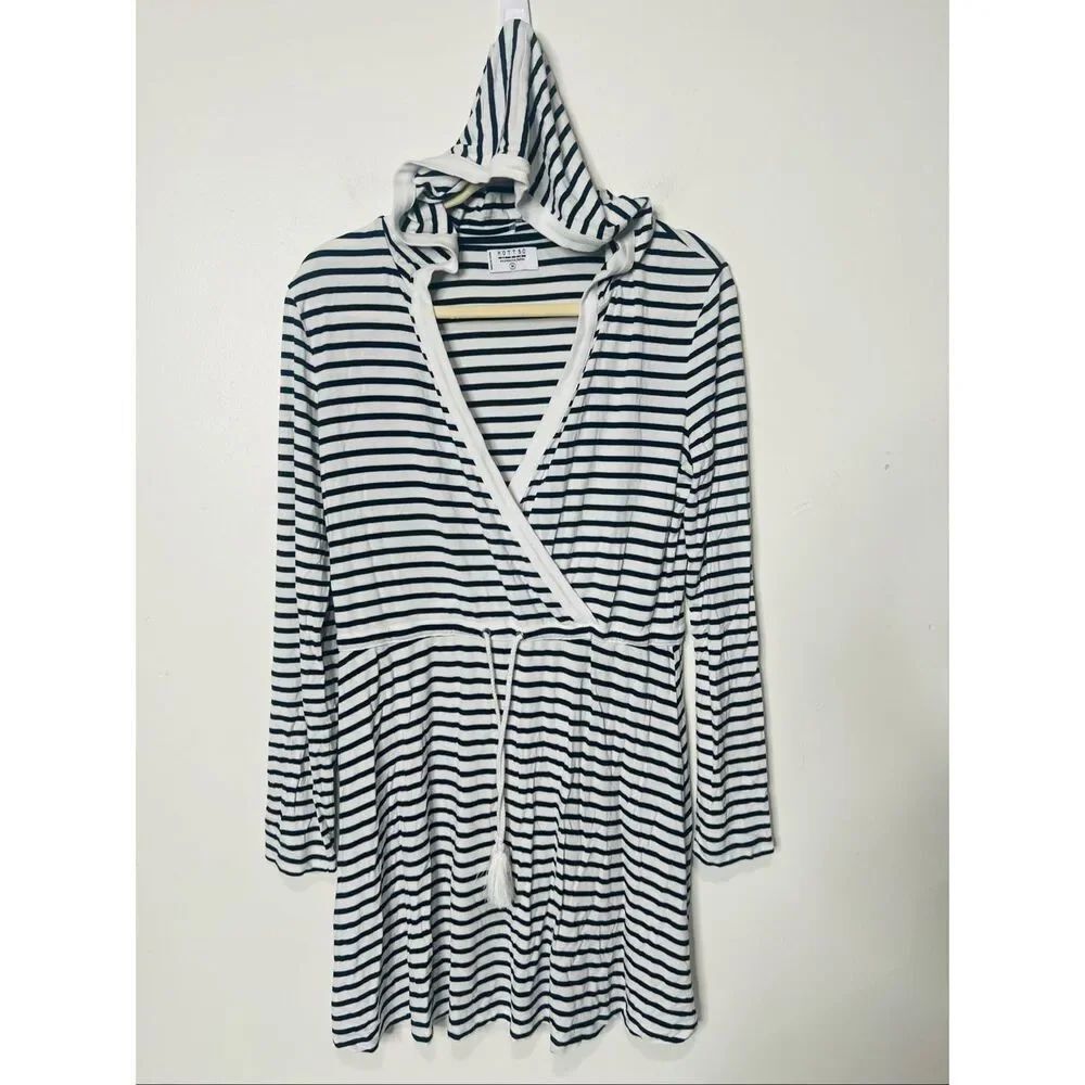 Mott 50 Sun Protective Fashion Mini Fit & Flare Blue White Stripe Hooded Longsle